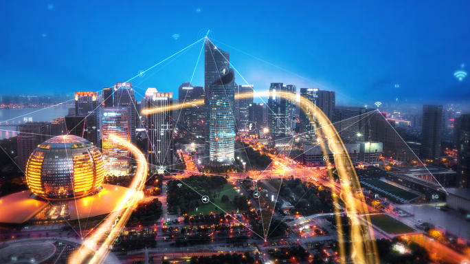 【原创】2K科技城市金色光线展示杭州