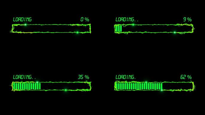 4K绿色扭曲粒子方框进度条加载通道4