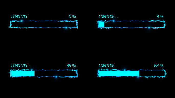 4K蓝色粒子光线方框进度条加载通道视频2