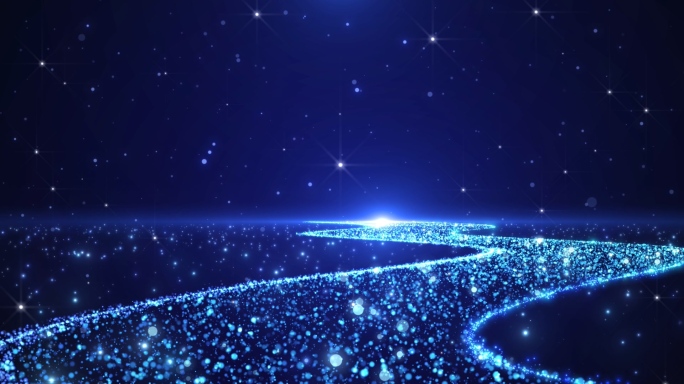蓝色粒子宇宙星河流淌背景循环-17
