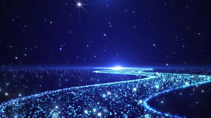 蓝色粒子宇宙星河流淌背景循环-17