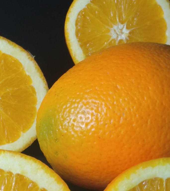 4K竖屏旋转的橙子水果