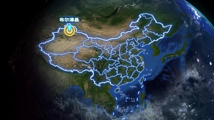 布尔津县地球定位俯冲地图