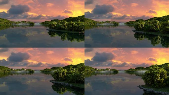 景观河面-三维动画镜头4K