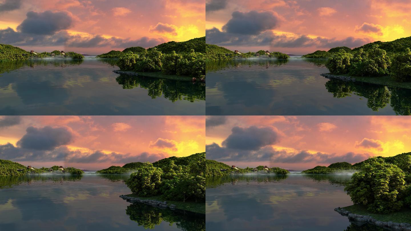 景观河面-三维动画镜头4K
