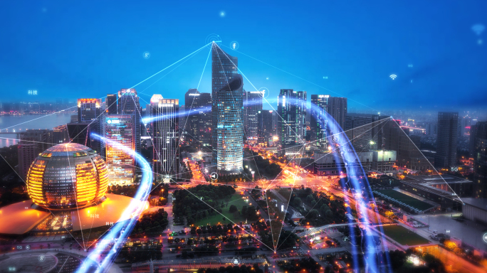 【原创】2K科技城市蓝色光线展示杭州
