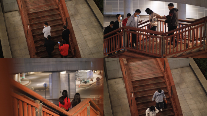 走楼梯，城市楼梯行人4k素材视频