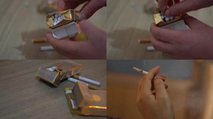 【原创】从烟盒中拿出烟抽烟视频素材