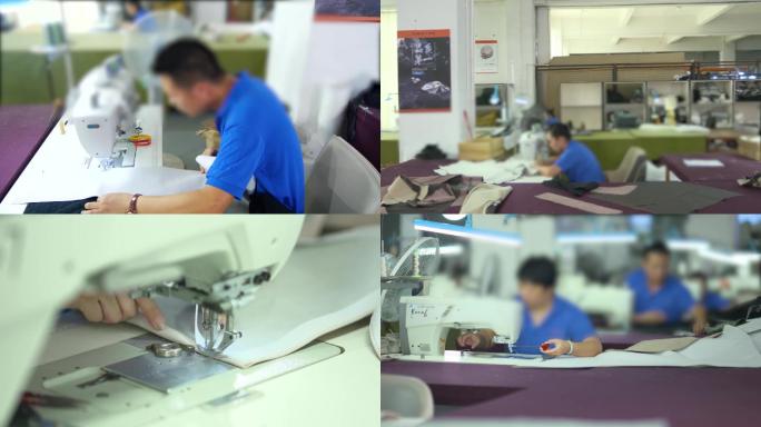 车间生产厂房制衣厂实拍素材缝纫机工人工