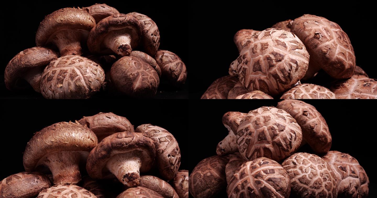香菇花菇4k原拍实拍蔬菜旋转特写视频素材