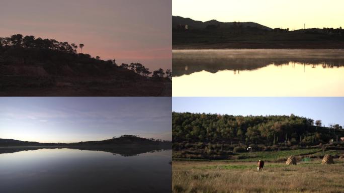自然风光风景素材从黎明到清晨湖面