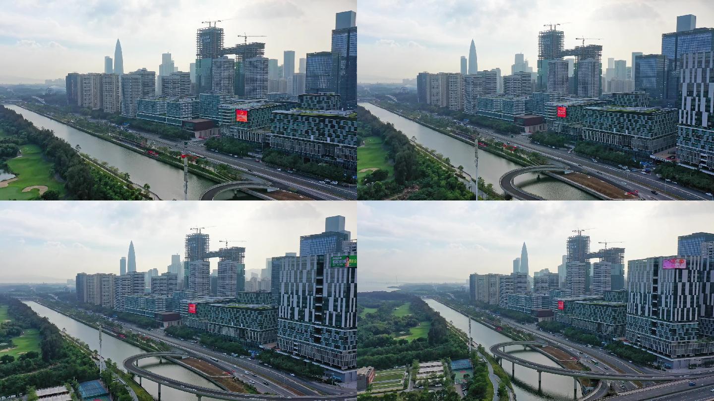 1080p航拍深圳南山大沙河高楼大厦