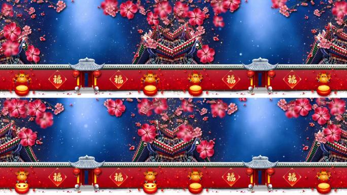 中国年迎春花舞台背景视频