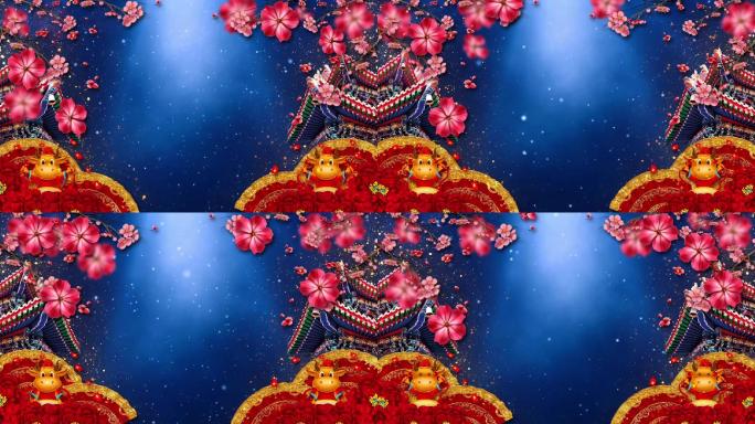 中国年迎春舞台背景视频