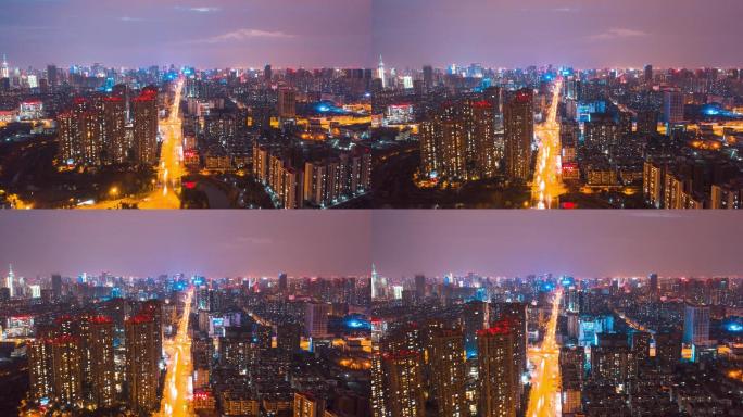 成都驷马桥航拍夜景延时4K