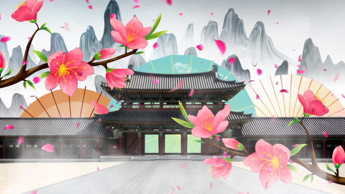 古典中国风古建筑江南水乡油纸伞背景视频