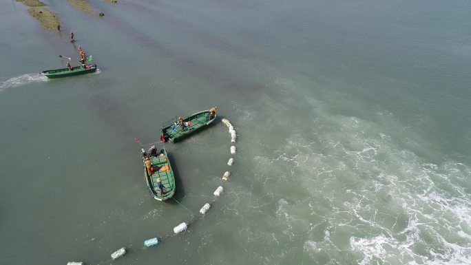 海南侧放海缆海上工作电网作业平台海南航拍