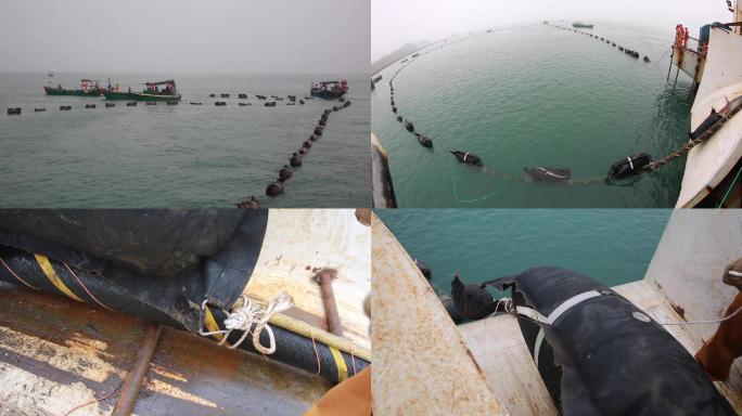 海南港海缆海上工作电网作业船上实拍