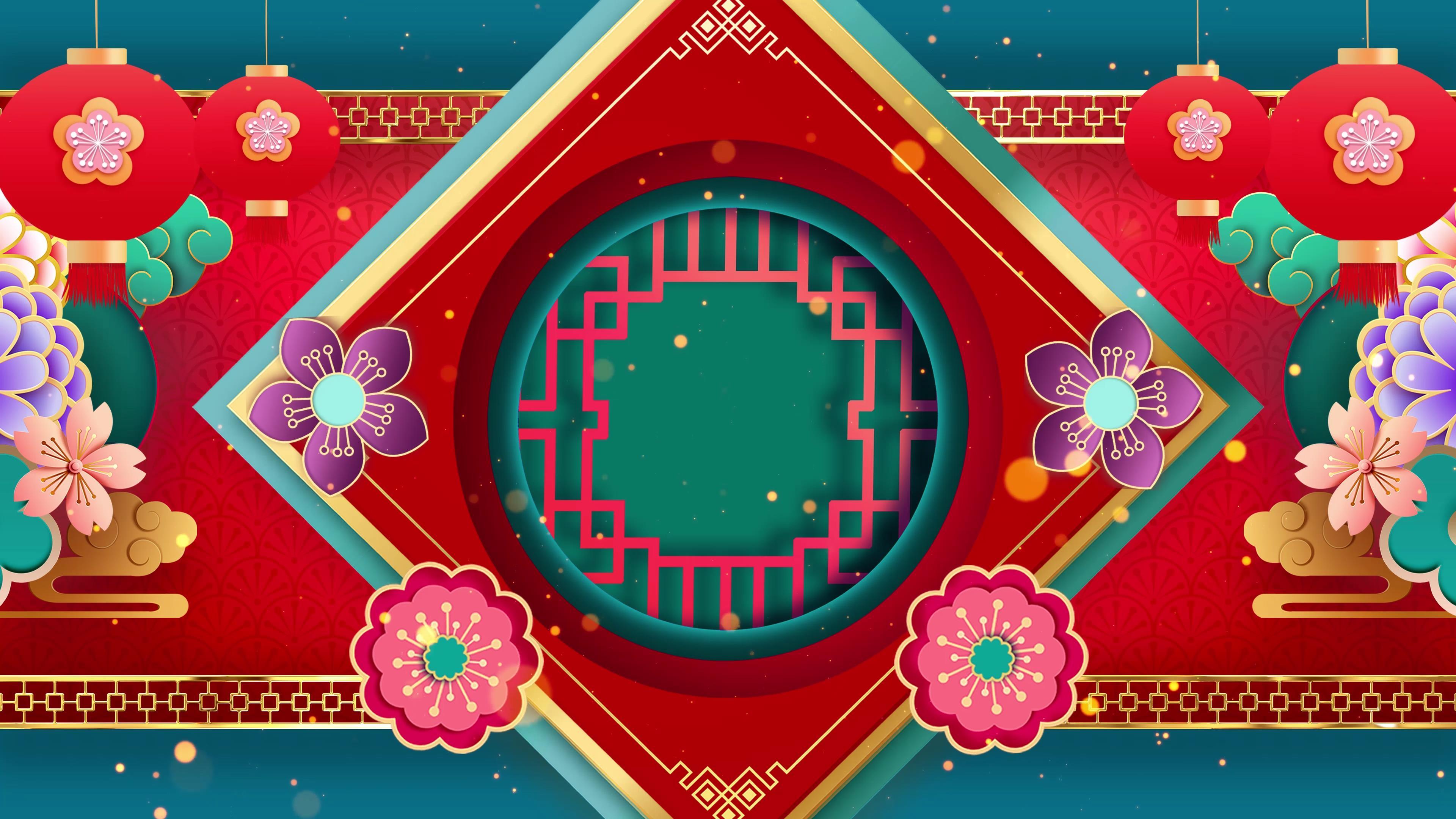 4k喜庆牛年春节跨年晚会节目表演背景视频