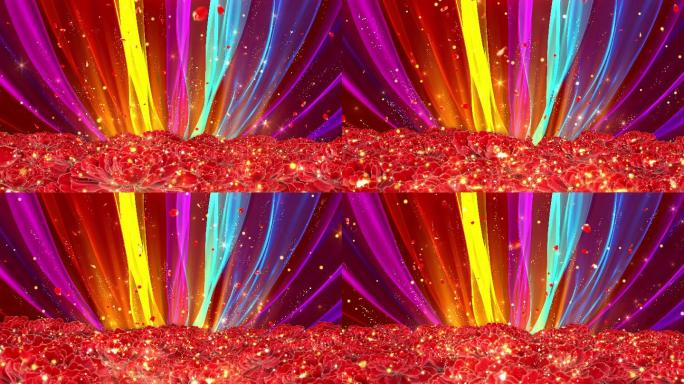 4K大气彩绸花海背景循环