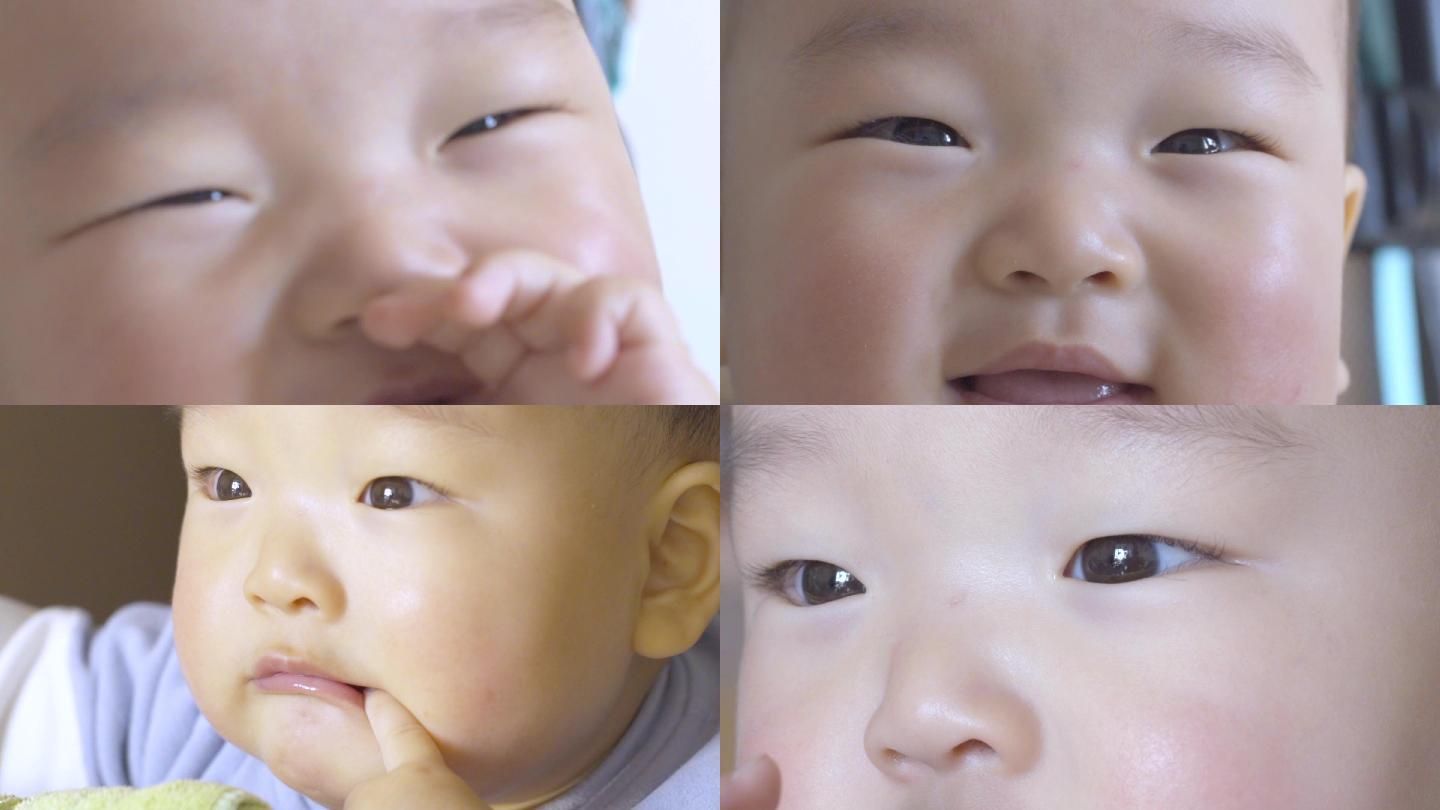 4K婴儿眼睛婴儿笑脸天真纯真笑容婴儿皮肤