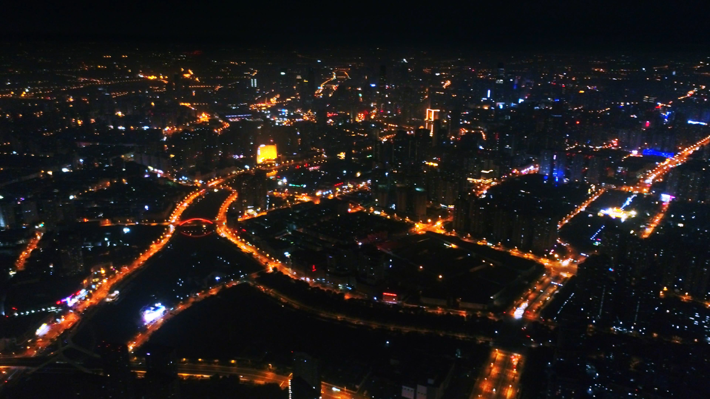 天津红桥区夜景，4K