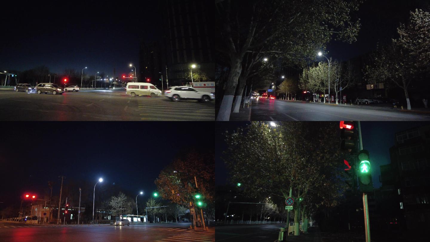 【4K】城市冬天夜晚安静的街道路灯