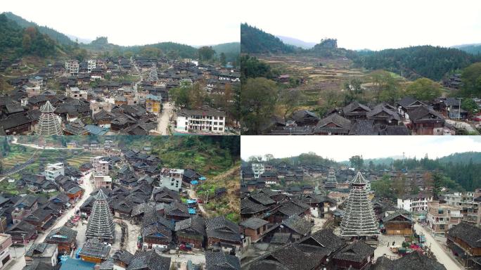 4K航拍从江芭扒侗寨传统村落