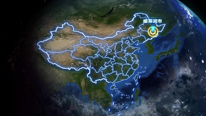 绥芬河市地球定位俯冲地图