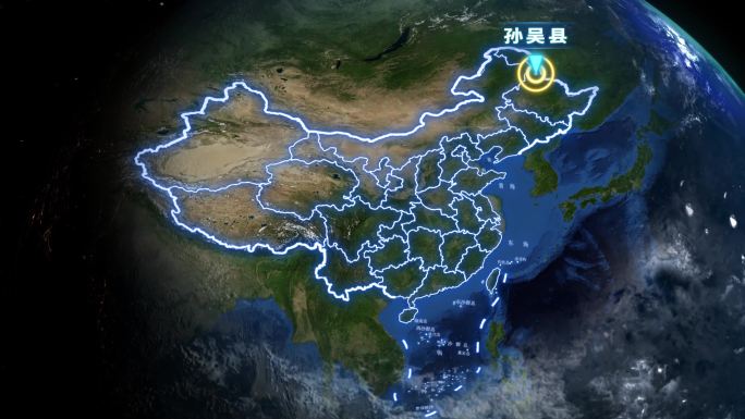 孙吴县地球定位俯冲地图