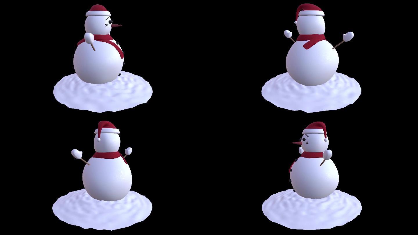 雪人3d无缝旋转模型视频