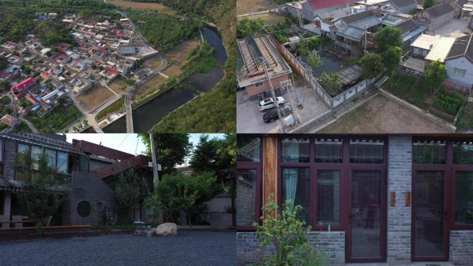山中中式日式房子村房改造乡村民宿外景航拍