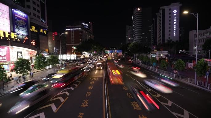 广州夜景车流延时摄影-繁华街道