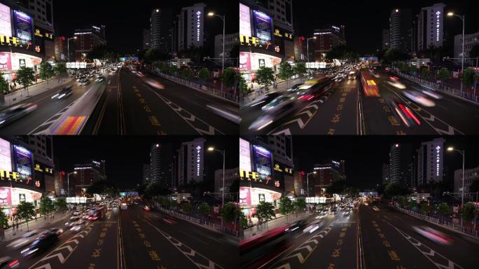 广州夜景车流延时摄影-繁华街道