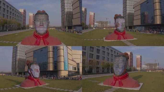 网红兵马俑LDE雕塑航拍4K素材