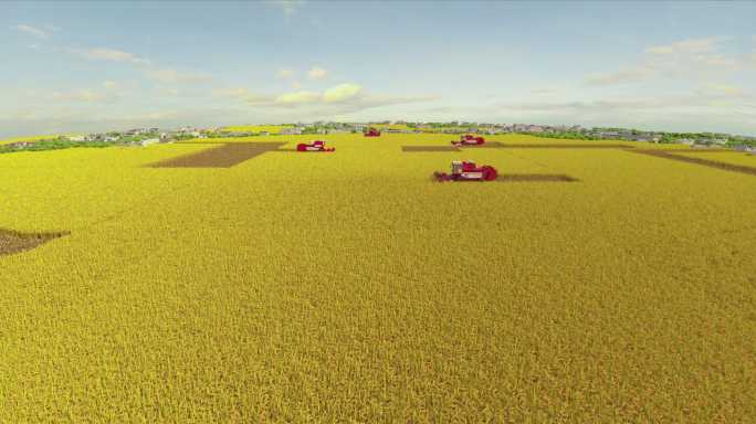 7K超宽三维农田收割机动画展示