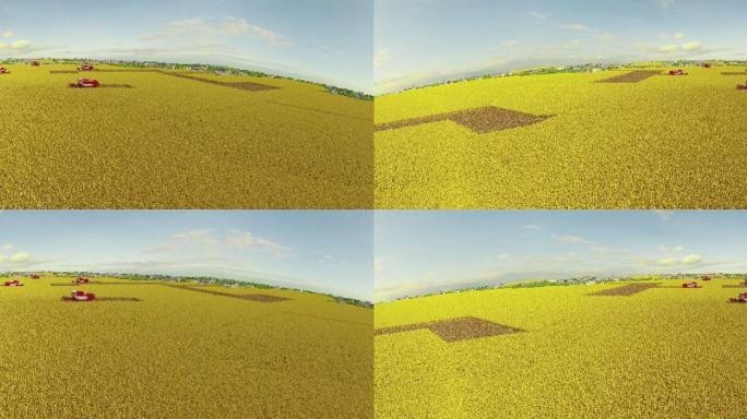 7K超宽三维农田收割机动画展示