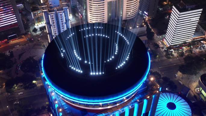 4k航拍深圳国贸商业大厦顶部近景环绕