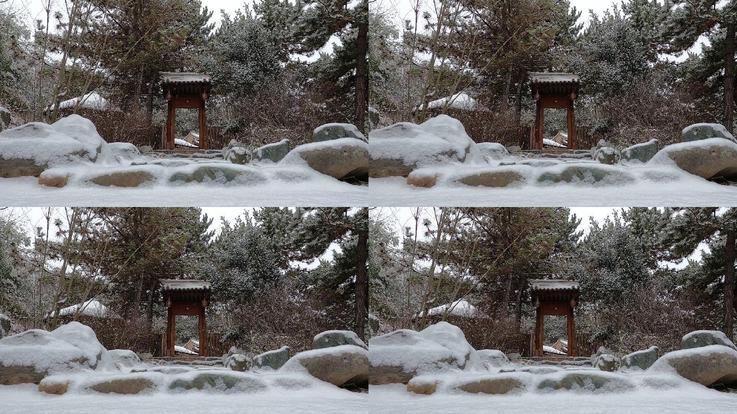 南郭寺冬雪网红打卡地古风门-1