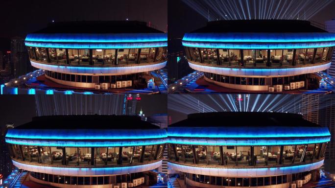 4k航拍深圳国贸商业大厦顶部左环绕