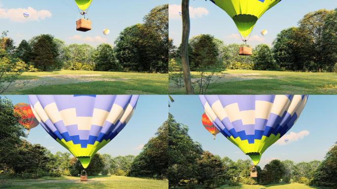 4K户外热气球升空动画