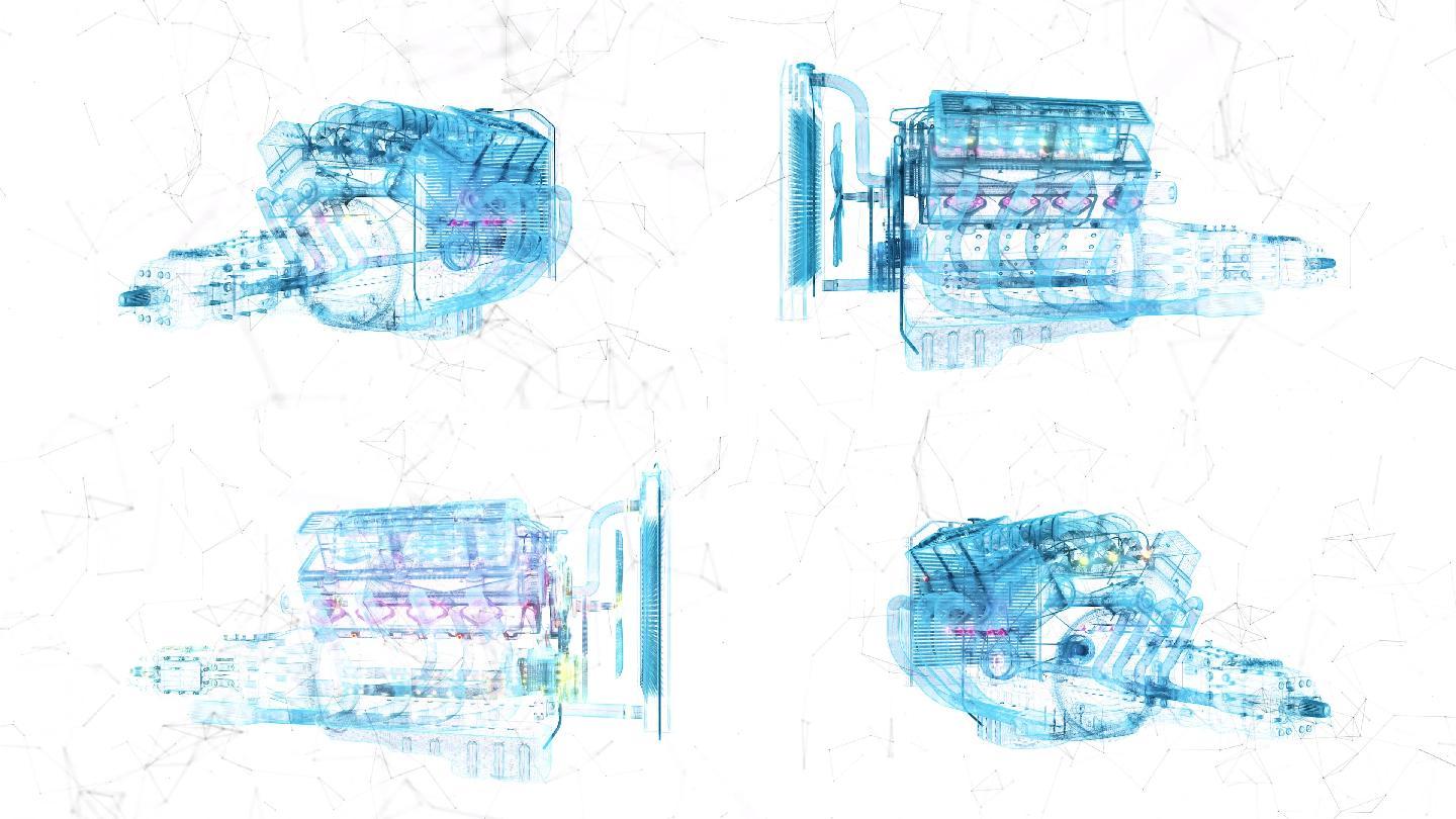 V8发动机全息科技感背景