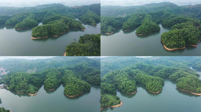 4k航拍坪山赤澳水库近景横移