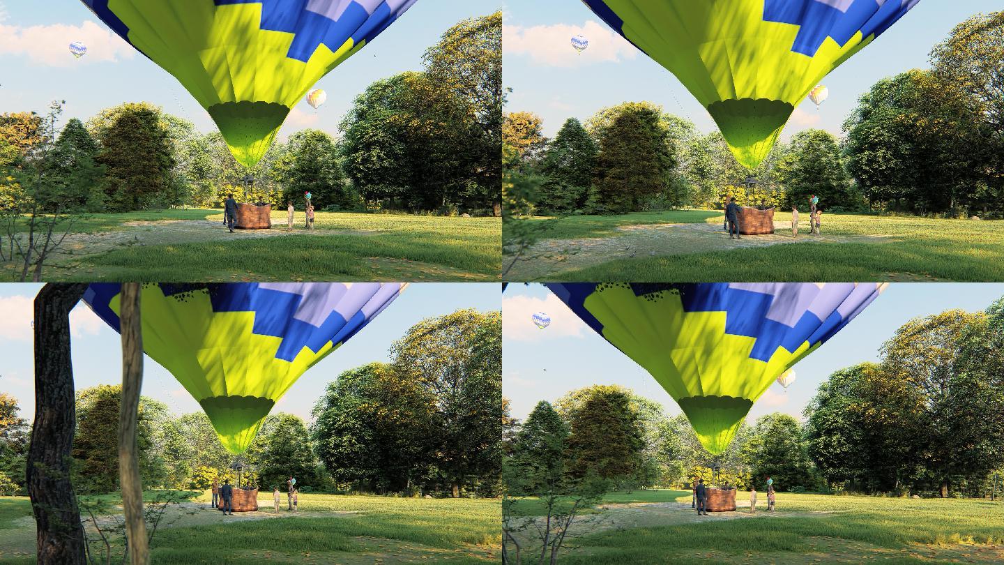 4K景区度假热气球动画