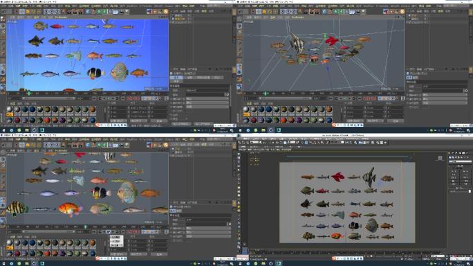C4D+3dsmax+fbx模型--鱼群