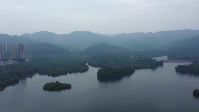 4k航拍坪山大山陂水库