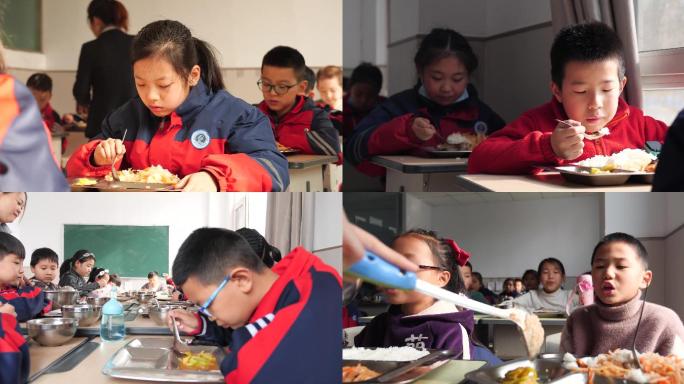 学生用餐-朗诵诗歌-学校食堂-小学餐厅