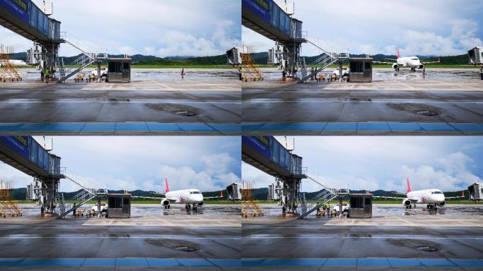 4k视频素材飞机驶入停机场