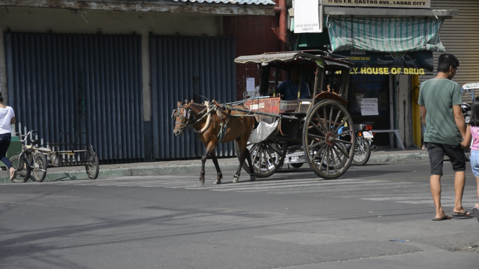 东南亚菲律宾维甘古城马车交通方式
