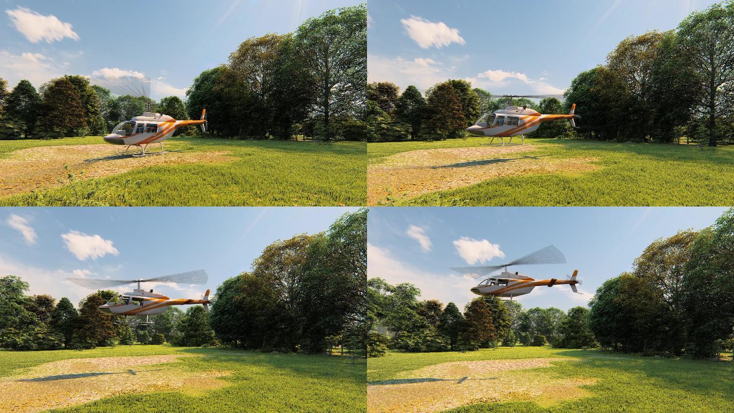 直升机起飞三维动画